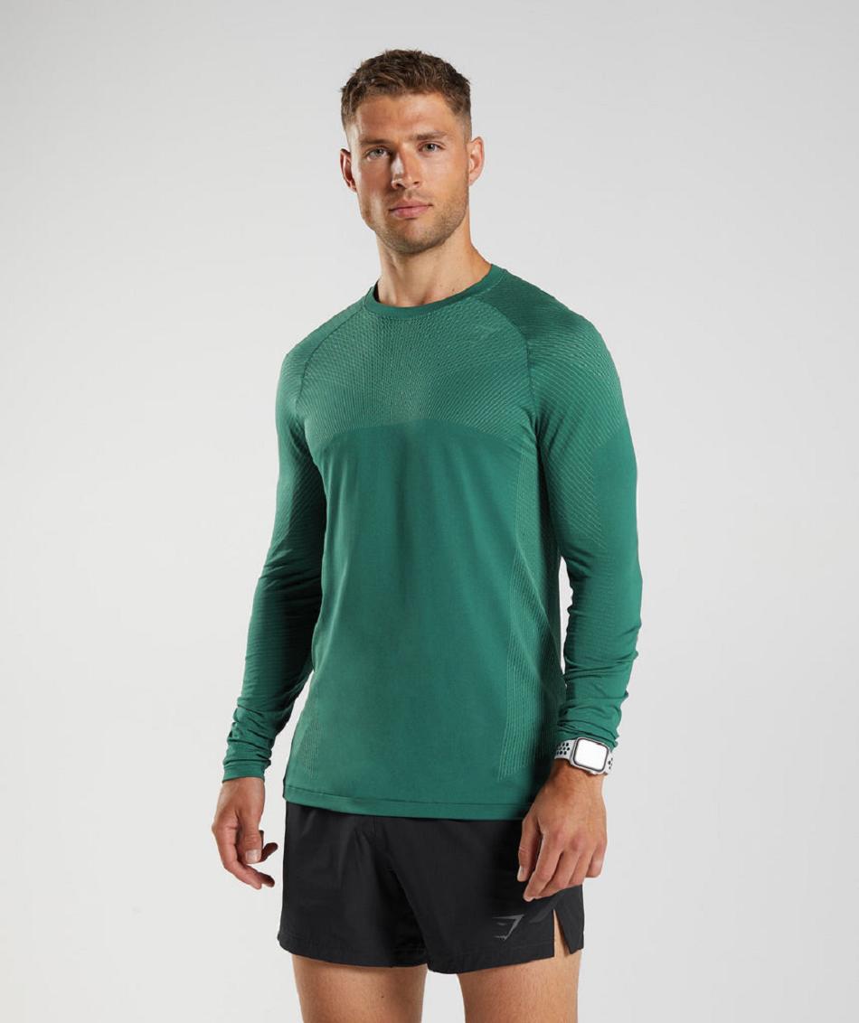 Long Sleeve Gymshark Apex Seamless Hombre Verde Verde | CO 3529FDN